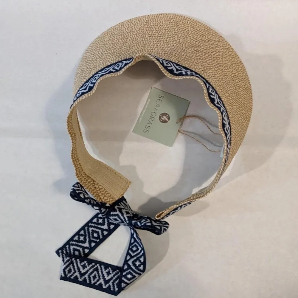 Sea & Grass Packable Straw Visor Womens One Size Beach Vacation Travel Cruise